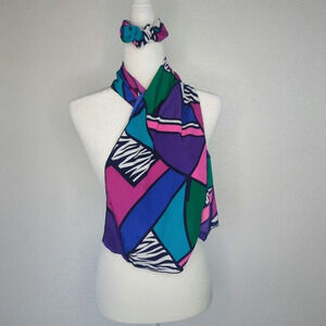 Jan Originals Multicolor Geometric scarf and Hair scrunchy Set
